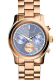 Michael Kors Runway Chronograph Purple Dial Rose Gold Steel Strap Watch For Women - MK6163