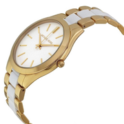 Michael Kors Slim Runway Quartz White Dial Two Tone Steel Strap Watch For Women - MK4295