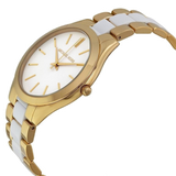 Michael Kors Slim Runway Quartz White Dial Two Tone Steel Strap Watch For Women - MK4295