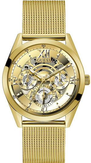 Guess Tailor Multifunction Gold Dial Gold Mesh Bracelet Watch for Men - GW0368G2