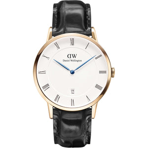 Daniel Wellington Dapper Reading White Dial Black Leather Strap Watch For Men - DW00100107