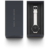 Daniel Wellington Classic Petite Bondi Black Dial White Leather Strap Watch For Women - DW00100284