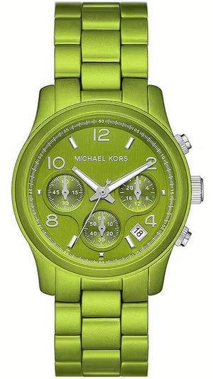 Michael Kors Runway Limited Edition Green Dial Green Steel Strap Watch for Women - MK7480LE