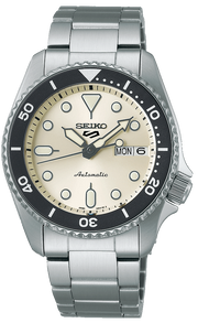 Seiko 5 Sports SKX Automatic Cream Dial Silver Steel Strap Watch For Men - SRPK31K1