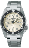 Seiko 5 Sports SKX Automatic Cream Dial Silver Steel Strap Watch For Men - SRPK31K1
