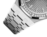 Audemars Piguet Royal Oak 50th Anniversary Diamonds Grey Dial Silver Steel Strap Watch for Men - 15551ST.ZZ.1356ST.03