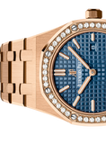 Audemars Piguet Royal Oak Quartz Diamonds Blue Dial Rose Gold Steel Strap Watch for Women - 67651OR.ZZ.1261OR.02