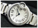 Cartier Ballon Bleu De Cartier Diamonds White Dial Silver Steel Strap Watch for Women - W4BB0015