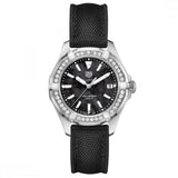 Jam Tangan Tag Heuer Aquaracer Diamonds Mother of Pearl Black Dial Black Nylon Strap untuk Wanita - WAY131P.FT6092