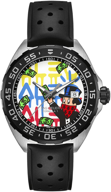Tag Heuer Formula 1 Alec Monopoly Edisi Khusus Jam Tangan Tali Karet Hitam untuk Pria - WAZ1119.FT8023