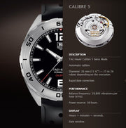 Tag Heuer Formula 1 Automatic Black Dial Black Rubber Strap Watch for Men - WAZ2113.FT8023
