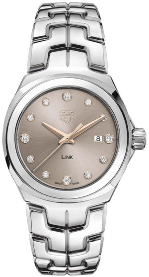 Tag Heuer Link Quartz Brown Dial Silver Steel Strap Watch for Women - WBC131E.BA0649