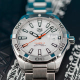 Tag Heuer Aquaracer Automatic White Dial Silver Steel Strap Watch for Men - WBD2111.BA0928