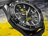 Tag Heuer Aquaracer Calibre 5 Black NATO Strap Carbon Dial Watch untuk Pria - WBD218B.FC6446