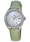 Jam Tangan Tag Heuer Formula 1 Quartz Diamonds Mother of Pearl Dial Green Leather Strap untuk Wanita - WBJ131A.FC8249