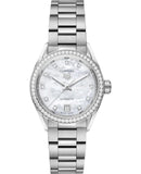 Tag Heuer Carrera Date Diamonds Mother of Pearl Dial Silver Steel Strap Watch for Women - WBN2414.BA0621