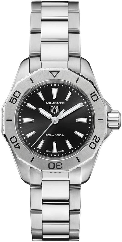 Tag Heuer Aquaracer Professional 200 Quartz Black Dial Silver Steel Strap Watch for Women - WBP1410.BA0622