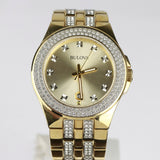 Bulova Crystal Collection Champagne Dial Two Tone Steel Strap Watch for Women - 98B174