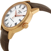 Tissot T Classic Carson Powermatic 80 White Dial Brown Leather Strap Watch for Men - T085.407.36.013.00