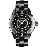 Chanel J12 Quartz Diamonds Black Dial Black Steel Strap Watch for Women - J12 H1625