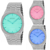 Gucci 25H Quartz Blue Dial Silver Steel Strap Unisex Watch - YA163408