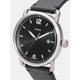 Fossil The Commuter Black Dial Black Leather Strap Watch for Men - FS5406