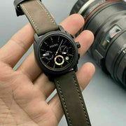 Fossil Machine Flight Chronograph Brown Dial Brown Leather Strap Watch for Men - FS4656