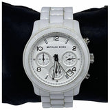 Michael Kors Runway White Ceramic Dial White Steel Strap Watch for Women - MK5161