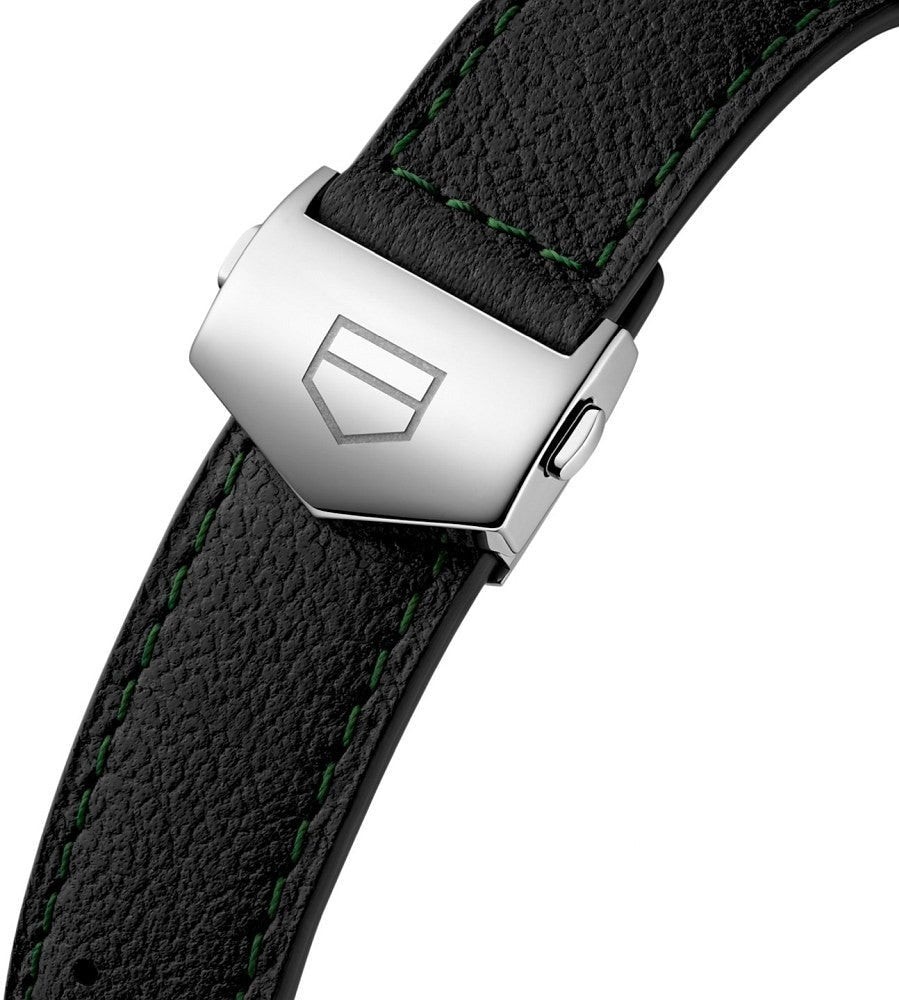 Tag Heuer Formula 1 Kaliber 16 Kronograf Otomatis Jam Tangan Tali Kulit Hitam Dial Hijau untuk Pria - CAZ2016.FC6473