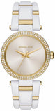 Michael Kors Delray Rose Gold Dial White Steel Strap Watch for Women - MK4315