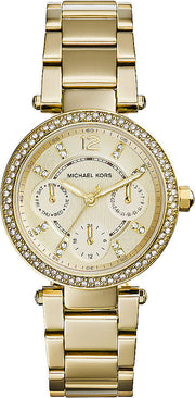 Michael Kors Parker White Dial Gold Steel Strap Watch for Women - MK6056
