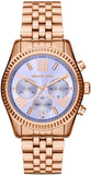 Michael Kors Lexington Purple Dial Rose Gold Steel Strap Watch For Women - MK6207