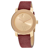 Movado Bold Rose Gold Dial Red Leather Strap Watch for Women - 3600447