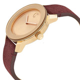 Movado Bold Rose Gold Dial Red Leather Strap Watch for Women - 3600447