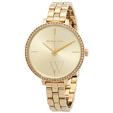 Michael Kors Charley Three-Hand Quartz Gold Dial Gold Steel Strap Watch for Women - MK4399