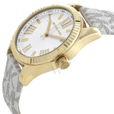 Michael Kors Lexington Analog Silver Dial White Leather Strap Watch For Women - MK4746