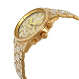 Michael Kors Ritz Three-Hand Glitz Crystals Gold Dial Gold Steel Strap Watch for Women - MK6747