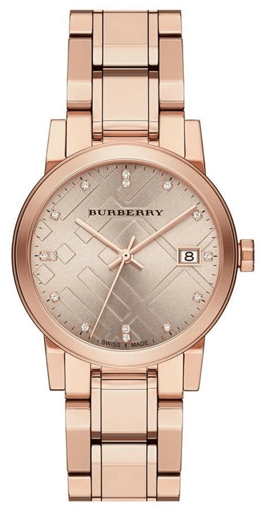 Burberry The City Diamonds Rose Gold Dial Rose Gold Steel Strap