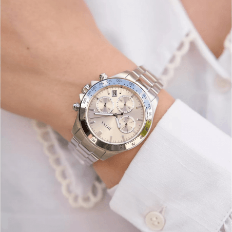 Hugo Boss Novia Chronograph Pink Dial Silver Steel Strap Watch for Women - 1502615