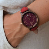 Fossil Jacqueline Burgundy Dial Burgundy Leather Strap Watch for Women  - ES4099