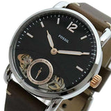 Fossil The Commuter Twist Black Dial Brown Leather Strap Watch for Men -  ME1165