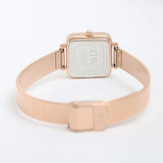 Daniel Wellington Quadro Studio White Dial Rose Gold Mesh Strap Watch For Women - DW00100517
