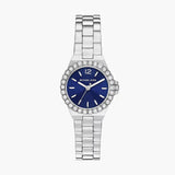 Michael Kors Lennox Three-Hand Blue Dial Silver Steel Strap Watch For Women - MK7397