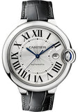 Cartier Ballon Bleu de Cartier Silver Dial Black Leather Strap Watch for Men - WSBB0026