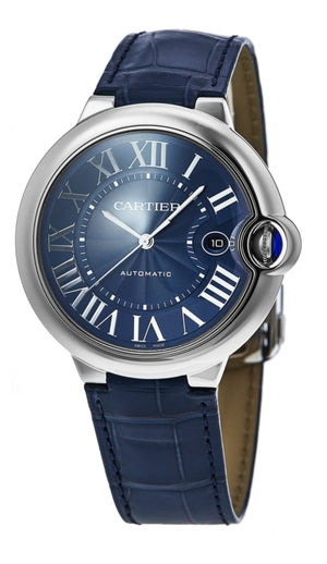 Cartier Ballon Bleu De Cartier Blue Dial Blue Leather Strap Watch for Men - WSBB0027