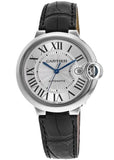 Cartier Ballon Bleu De Cartier Silver Dial Black Leather Strap Watch for Women - WSBB0030