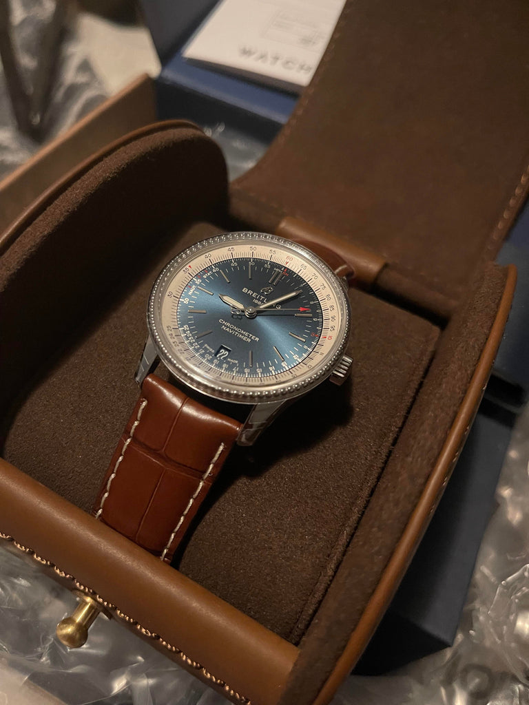 Breitling Navitimer Automatic 38mm Blue Dial Brown Leather Strap