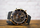Breitling Superocean Heritage B01 Chronograph 44 Black Dial Black Mesh Bracelet Watch for Men - UB01621A1M1S1