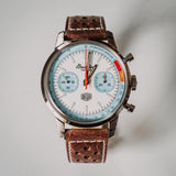 Breitling Top Time Deus Limited Edition White Dial Brown Leather Strap Watch for Men - A233112A1A1X1