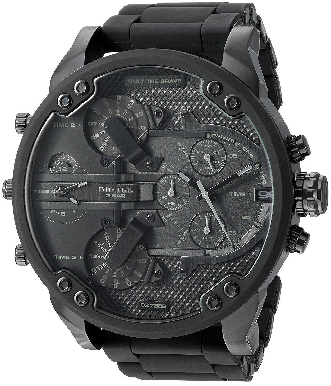 Diesel Mr Daddy 2.0 Chronograph Black Dial Black Steel Strap Watch For